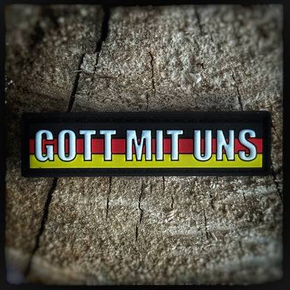 3D PVC Patch with Velcro: Gott mit uns (1701 - 1970s)  High quality and durable PVC patch for collectors, airsofters and members of the military. Nobiscum deu was a war cry of the Roman Empire. It was adopted by the prussian army in 1701 and used by the germans until 1970s. patchworld.net Patchworld