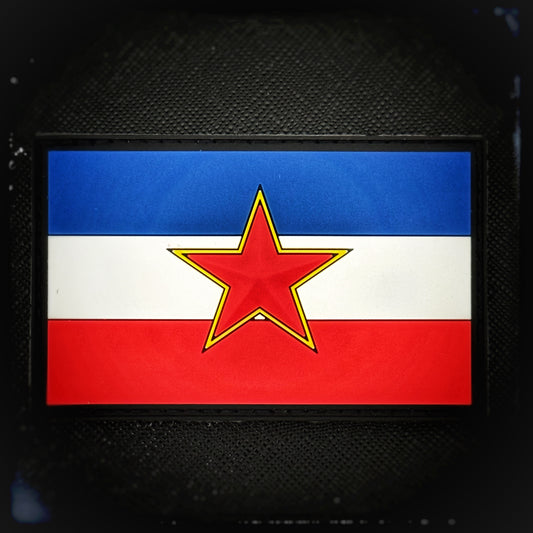 3D PVC patch with velcro: The national flag of the Socialist Federal Republic of Yugoslavia (1946 - 2006)  High quality and durable 3D PVC patch for collectors, airsofters and members of the military. patchworld.net Patchworld