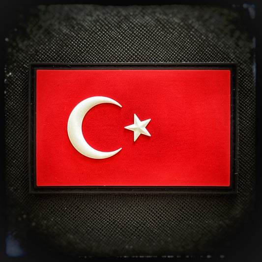 3D PVC patch with Velcro: Flag of the Republic of Turkey, est. 1923.  High quality and durable PVC patch for collectors, airsofters and members of the military. patchworld.net Patchworld