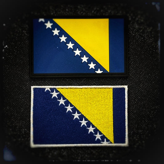 Bosnia velcro patch of Bosnia and Herzegovina in PVC, woven and embroidered patches. High quality and durable PVC, woven and embroidered patches for collectors, airsofters and military enthusiasts. Also serves as a morale patch. patchworld. patchworld.net
