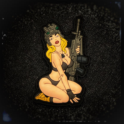 3D PVC patches with velcro Tactical Girls Military vehicles often featured women in their artwork, a tradition from WWII where nose art symbolized strength, luck, or a connection to home. These patches carry that legacy, so go ahead, add some personality to your gear. You can attach your&nbsp;Girly Gang Tactical Patch not just on your outfit just like the artwork on military vehicles—by proudly placing it on your gear! High quality and durable PVC, woven and embroidered patches for collectors.