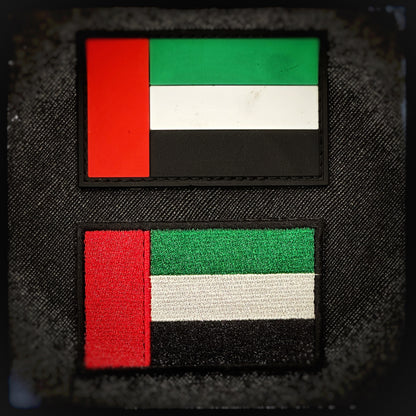 UAE velcro patch of UAE in PVC, woven and embroidered patches. High quality and durable PVC, woven and embroidered patches for collectors, airsofters and military enthusiasts. Also serves as a morale patch. patchworld. patchworld.net